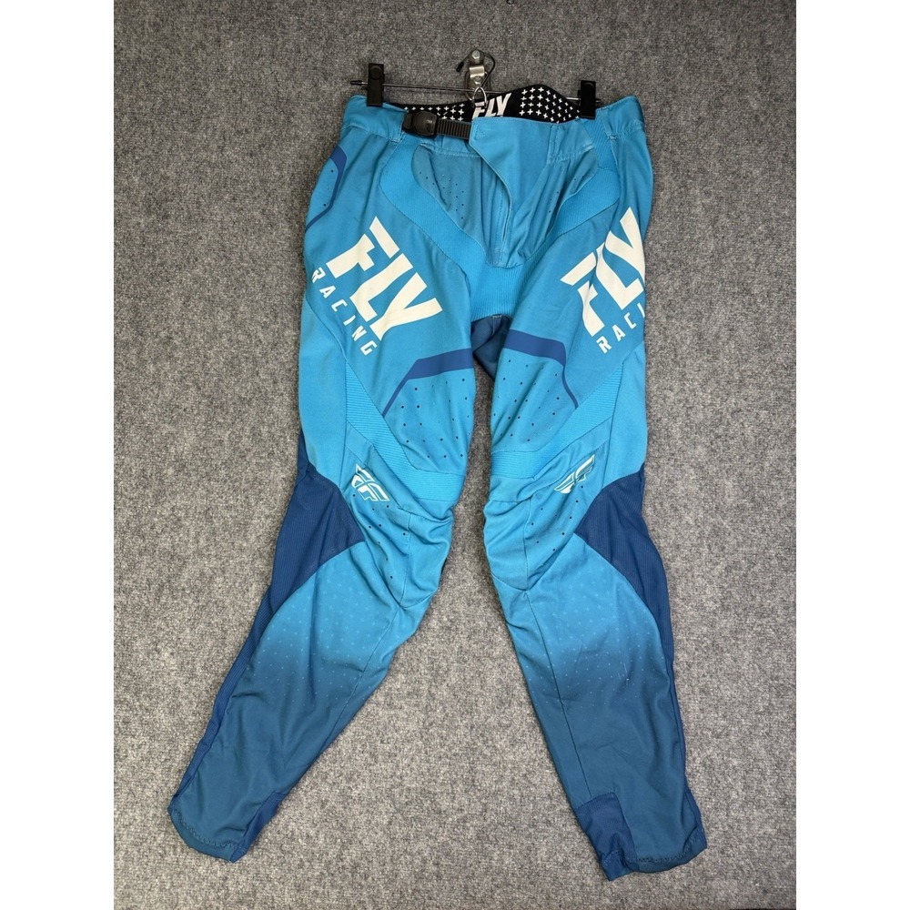 Men's Fly Racing Lite MX Motocross Pants Size 32 Blue BOA Belt Dirt Bike ATV